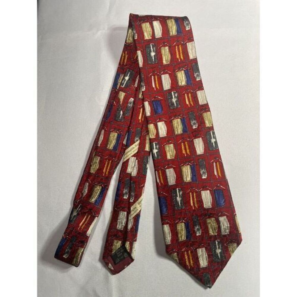 ERMENEGILDO ZEGNA‎ Tie 100% Silk Colorful Blocks NeckTie